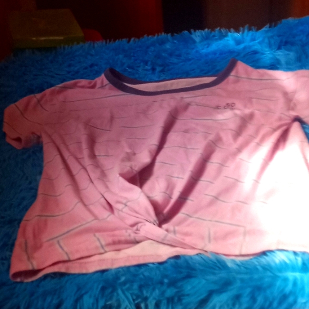striped bottom tied tee shirt